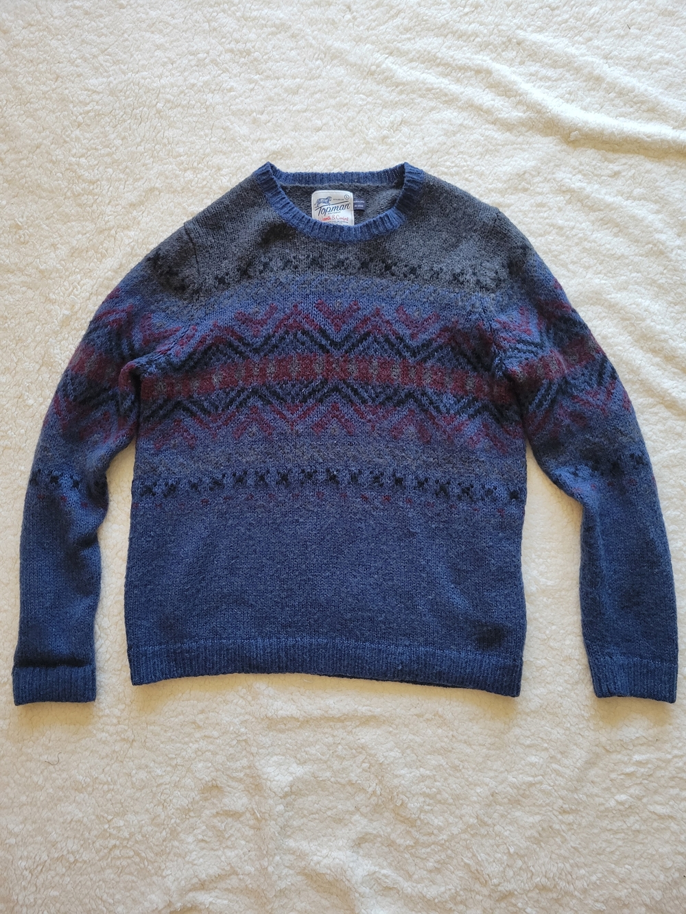 Classic Men's Crewneck Fair Isle Sweater - Blue